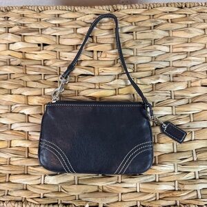 Coach Black Leather Coin/Wristlet Bag